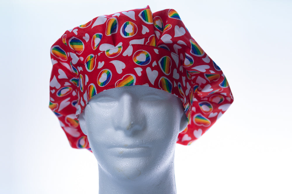 Red Rainbow Pride Bouffant Style Surgical Hat