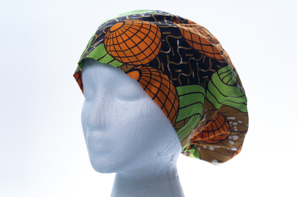 African Orange and Green Pattern Sprite Style Surgical Hat