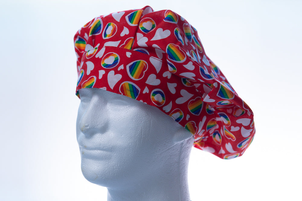 Red Rainbow Pride Bouffant Style Surgical Hat