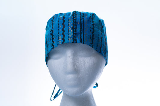 Blue Green Gold Pattern Classic Style Surgical Hat