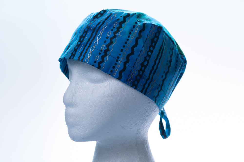 Blue Green Gold Pattern Classic Style Surgical Hat