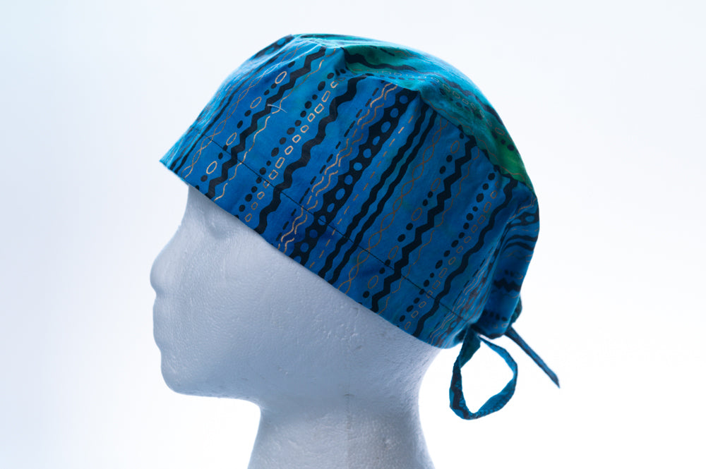 Blue Green Gold Pattern Classic Style Surgical Hat