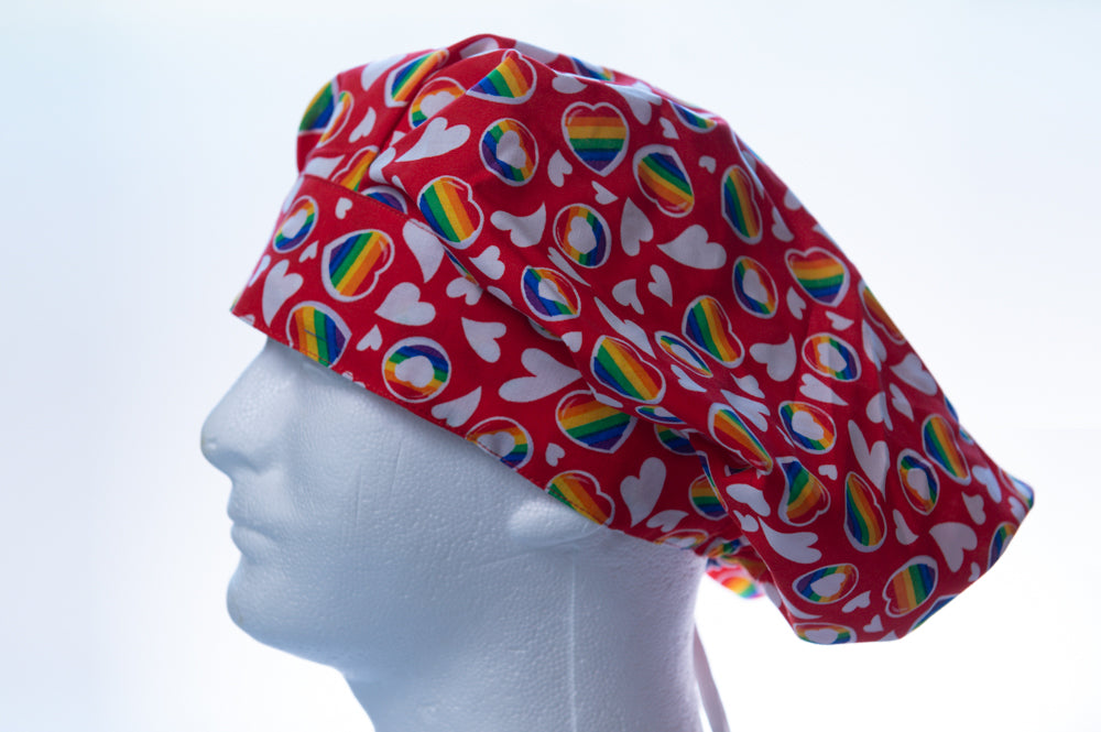 Red Rainbow Pride Bouffant Style Surgical Hat