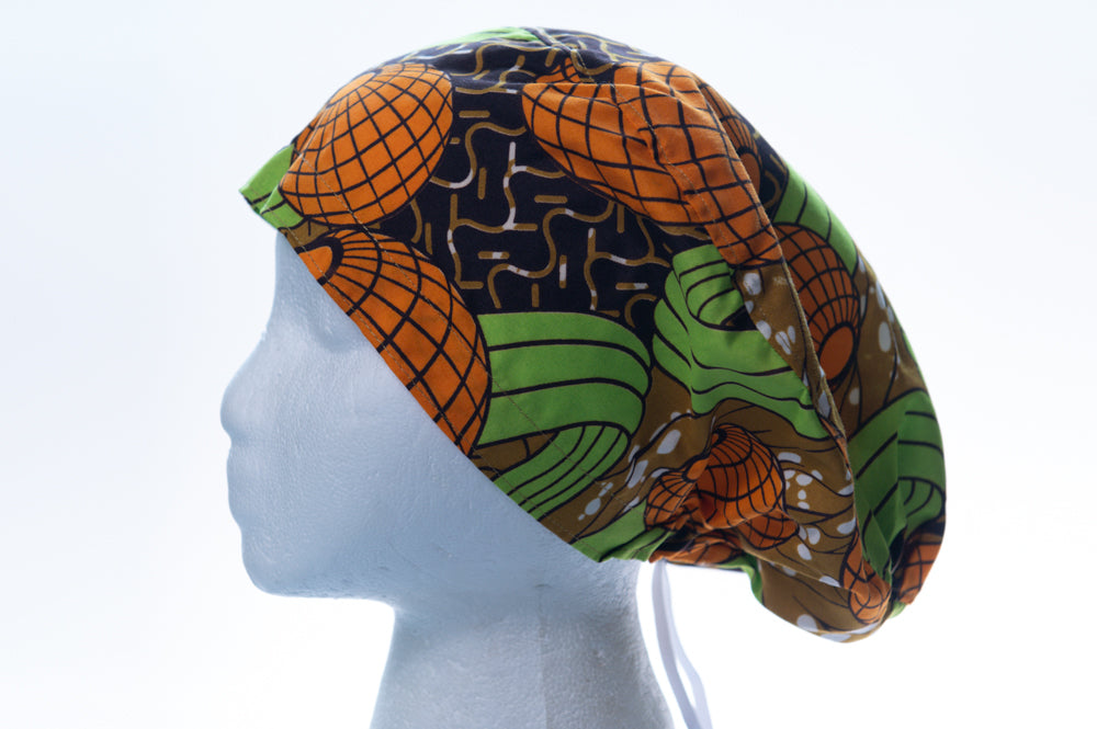 African Orange and Green Pattern Sprite Style Surgical Hat