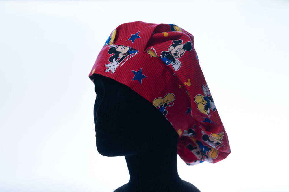 Red Patriotic Mickey Mouse Bouffant Surgical Style Hat