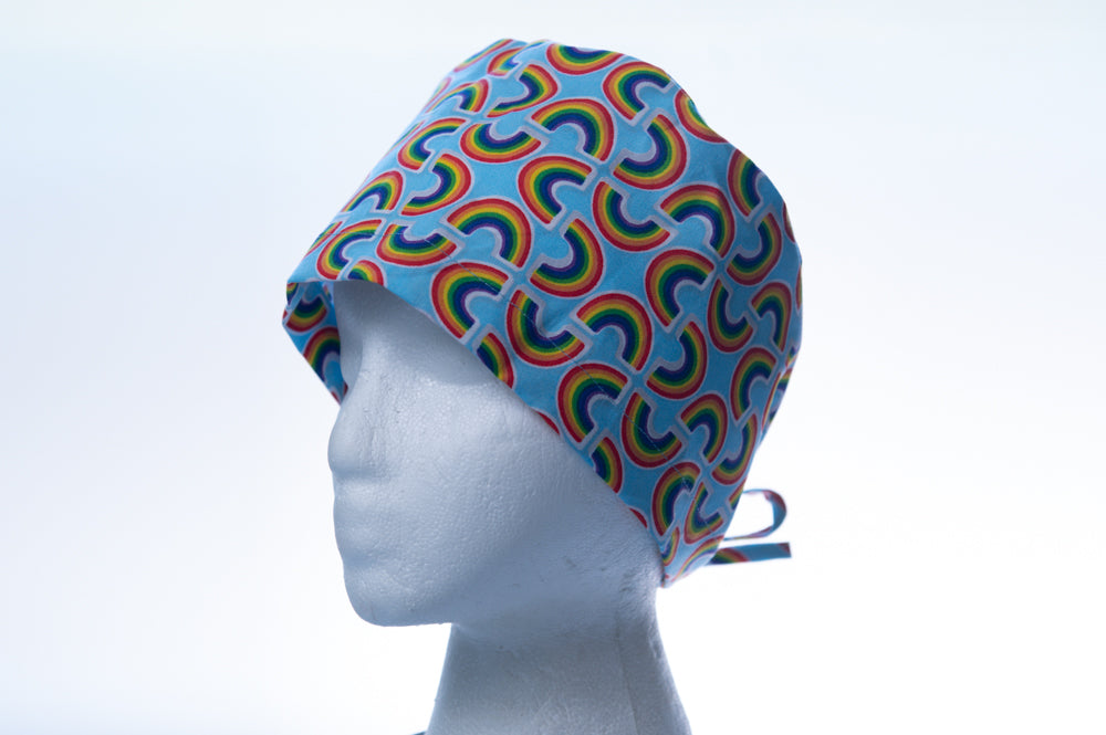 Fancy Blue with Rainbows Classic Style Surgical Hat