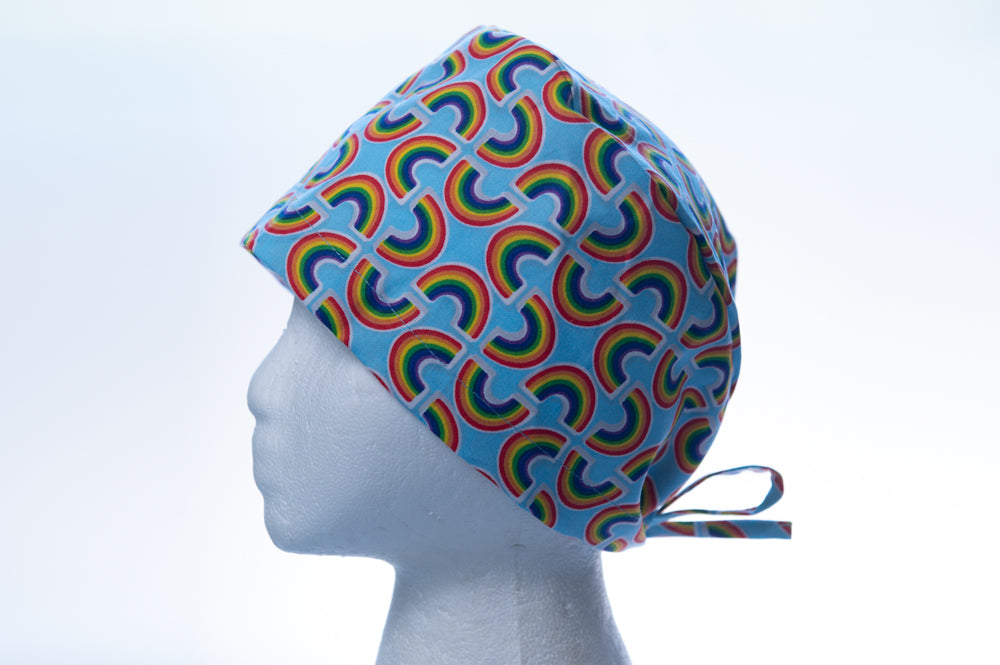 Fancy Blue with Rainbows Classic Style Surgical Hat