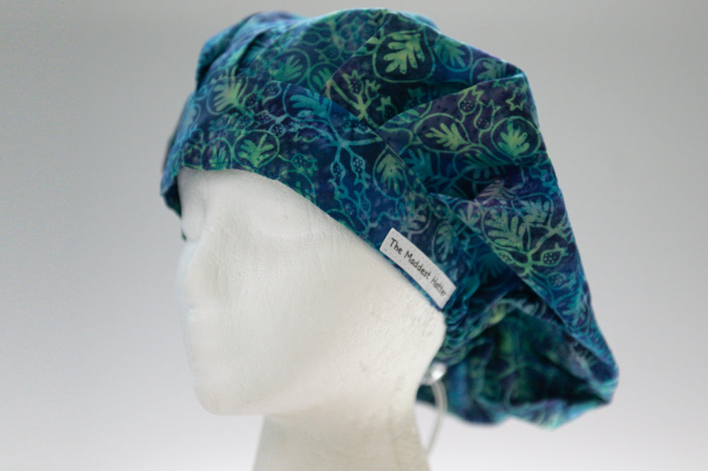 Batik Fall Leaves Bouffant Style Surgical Hat