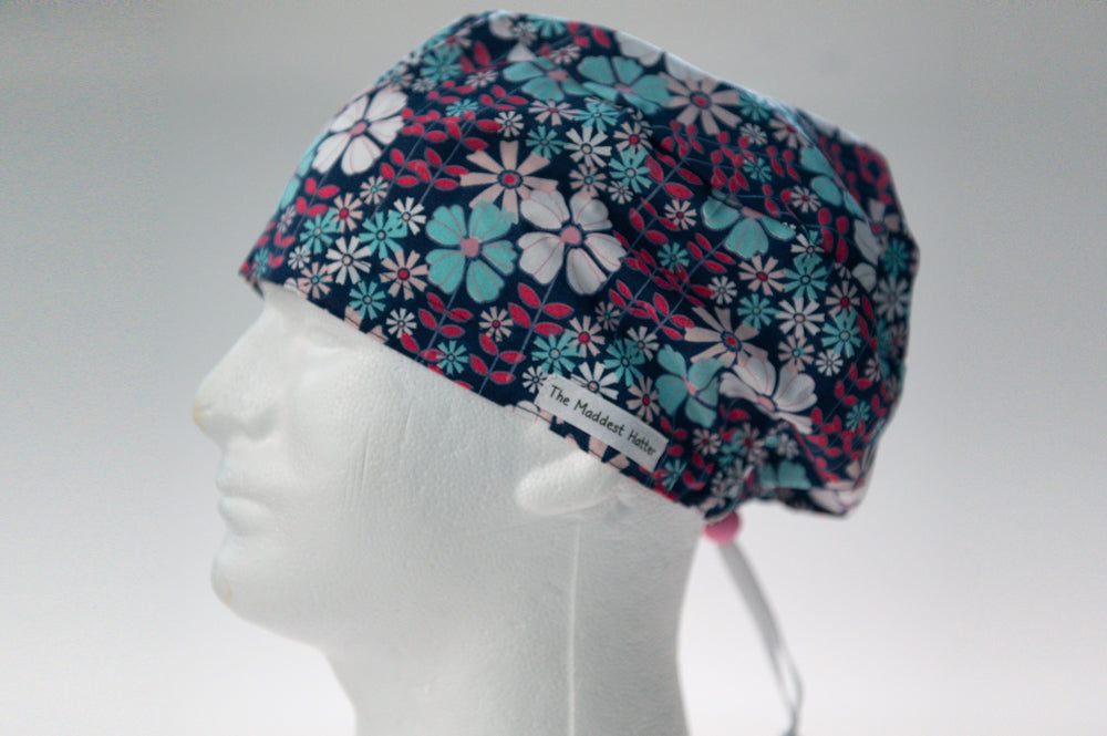 Petite Blue Flowers Sprite Style Surgical Hat