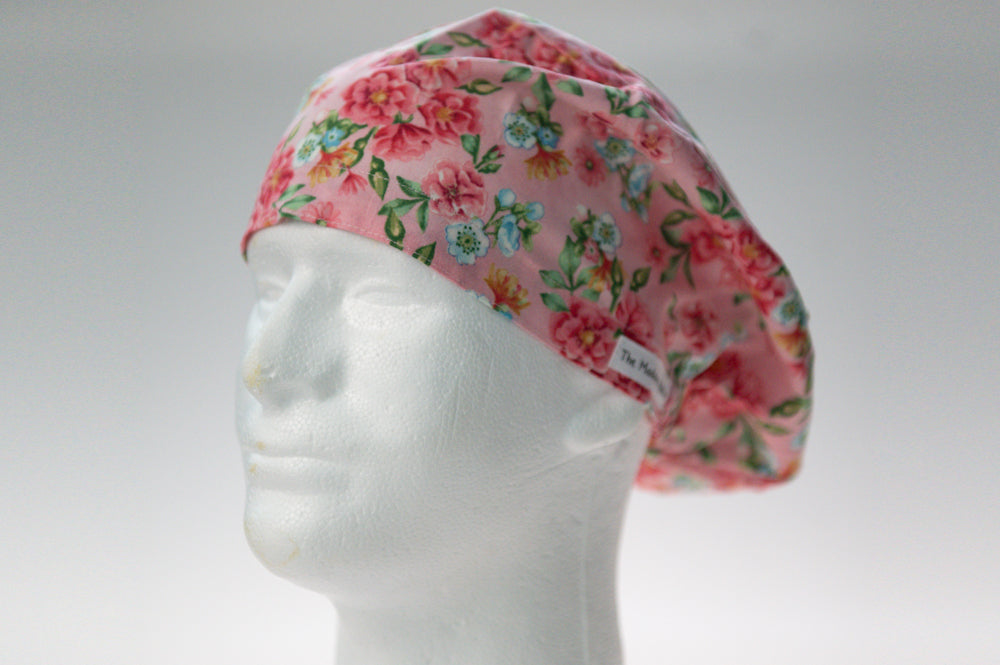 Pretty in Pink Flowers Sprite Style Surgical Hat