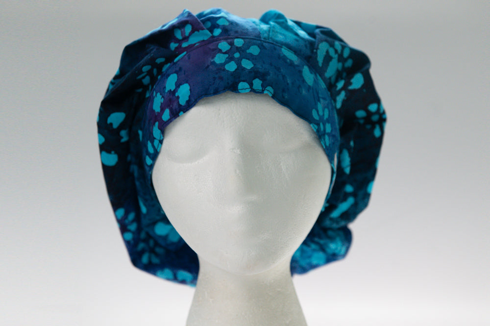 Pretty Blue Flowers Bouffant Style Surgical Hat