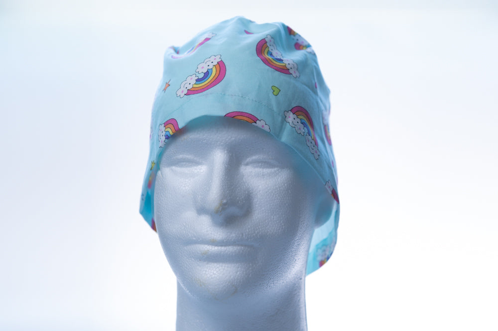 Light Blue Cutie Cloud Rainbows Classic Style Surgical Hat