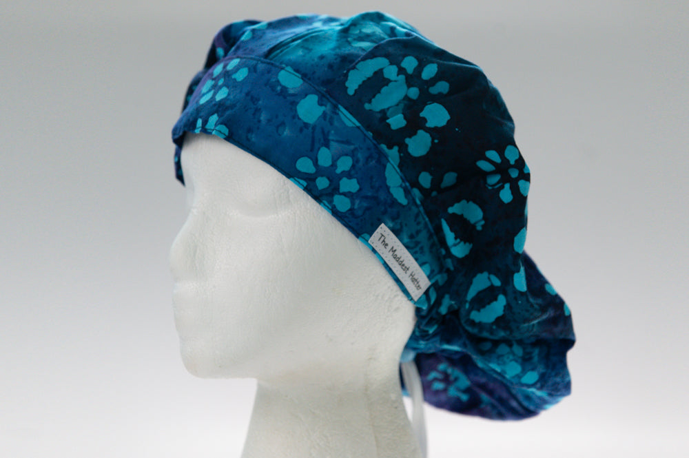 Pretty Blue Flowers Bouffant Style Surgical Hat