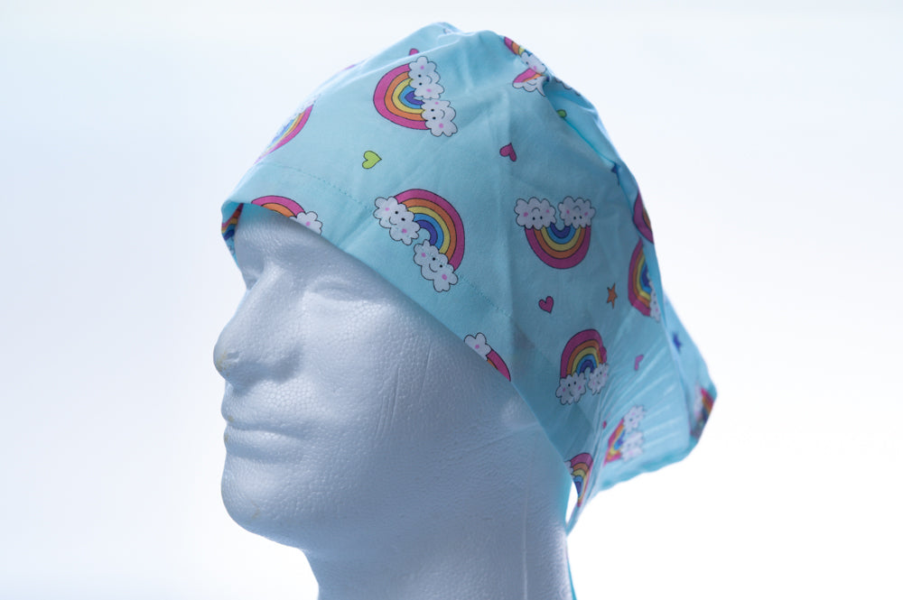 Light Blue Cutie Cloud Rainbows Classic Style Surgical Hat