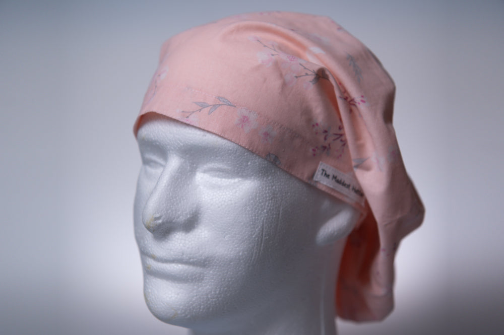 Calming Pink Flowers Hattie Style Surgical Hat