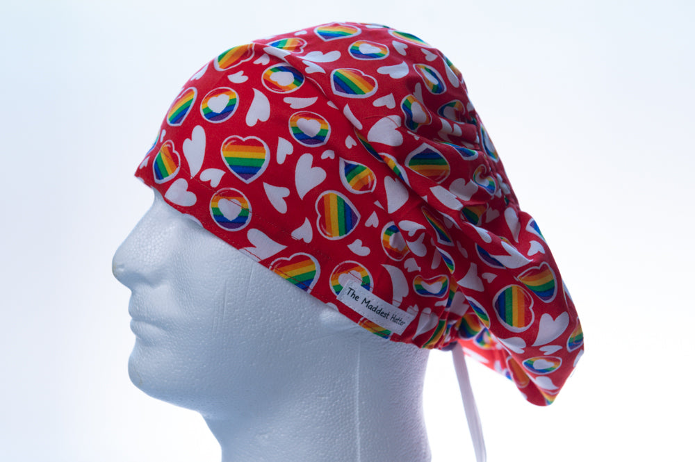 Red Rainbow Pride Hattie Style Surgical Hat