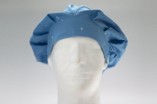 Petite Blue Anchor Bouffant Style Surgical Hat