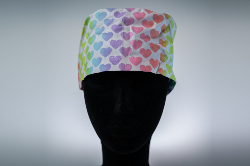 Rainbow Hearts Classic Style Surgical Hat