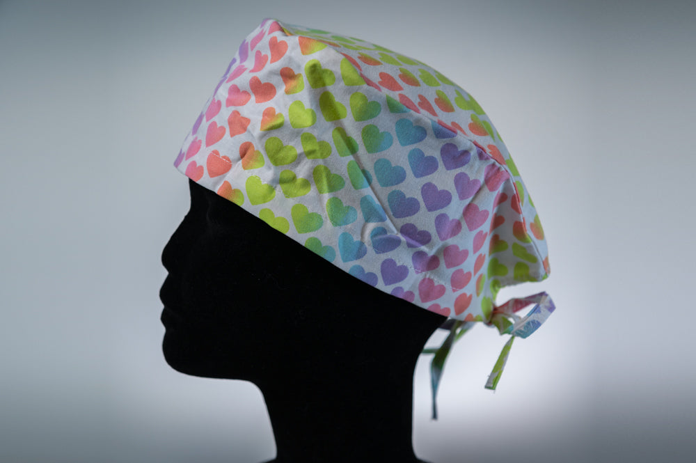 Rainbow Hearts Classic Style Surgical Hat