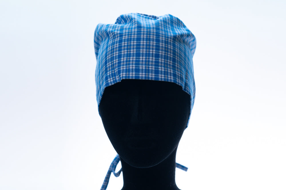 Blue Checkered Classic Style Surgical Hat