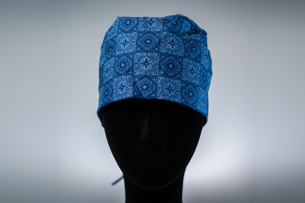 Blue Checkered Pattern Classic Style Surgical Hat