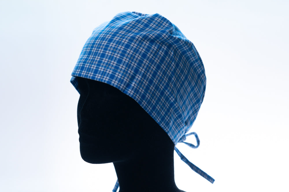 Blue Checkered Classic Style Surgical Hat