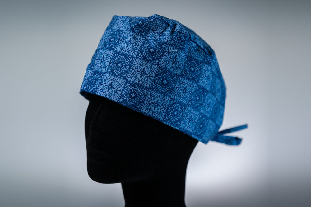 Blue Checkered Pattern Classic Style Surgical Hat