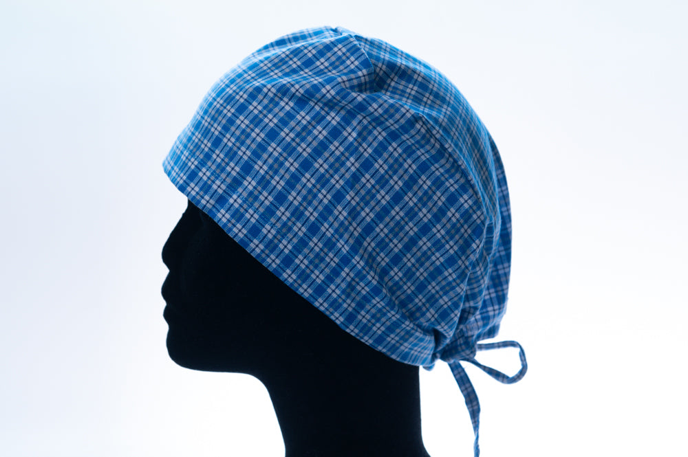 Blue Checkered Classic Style Surgical Hat