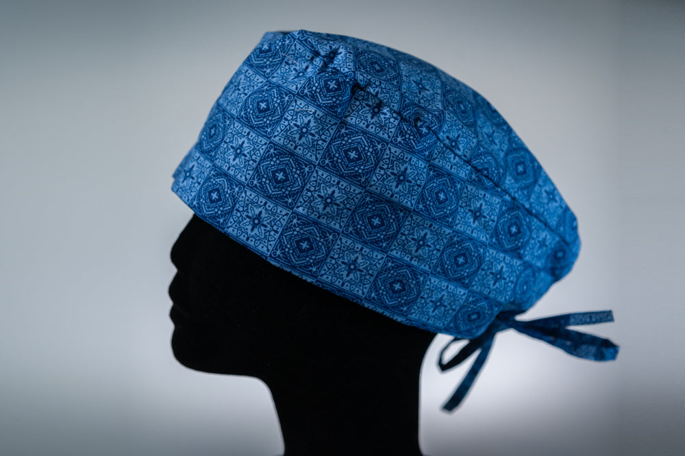 Blue Checkered Pattern Classic Style Surgical Hat