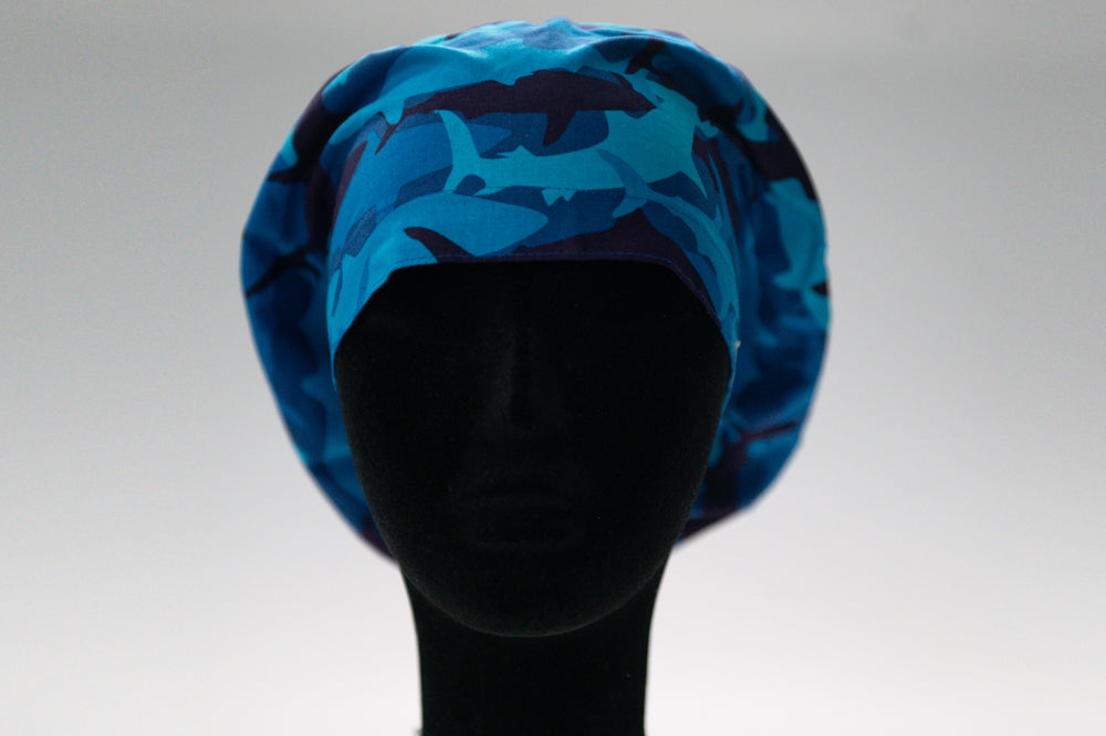 Blue Camo Shark Sprite Style Surgical Hat