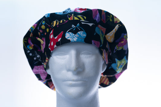 Swimsuit Savvy in Black Bouffant Style Surgical Hat