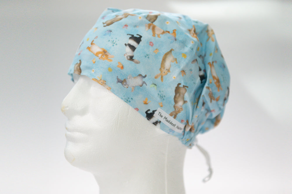 Beautiful Baby Blue Bunnies Sprite Style Surgical Hat