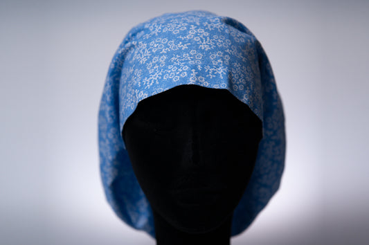 Light Blue Floral Print Hattie Style Surgical Hat