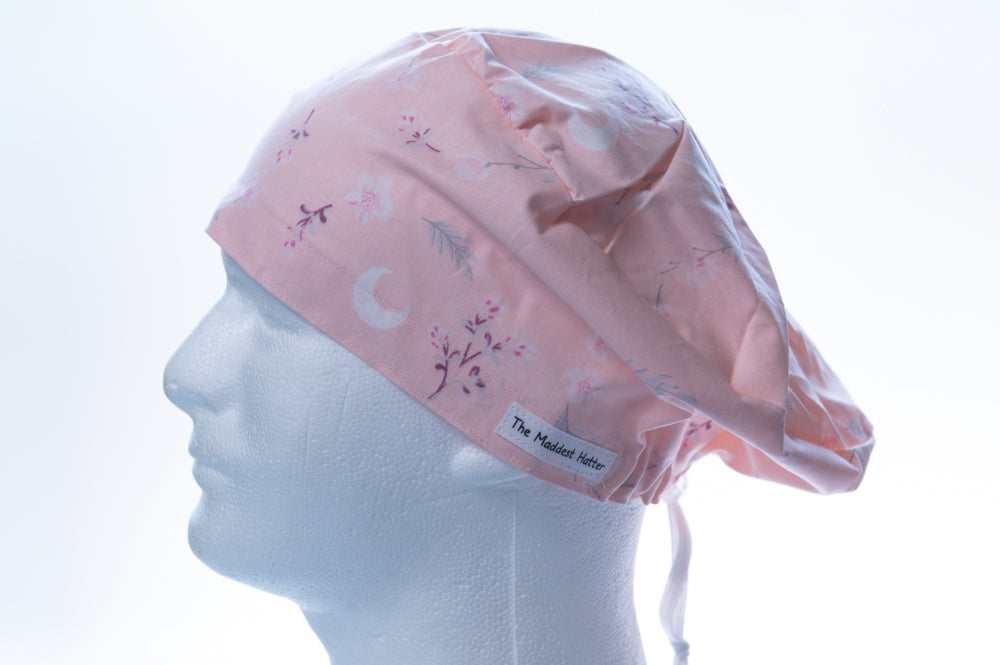 Calming Pink Flowers Sprite Style Surgical Hat