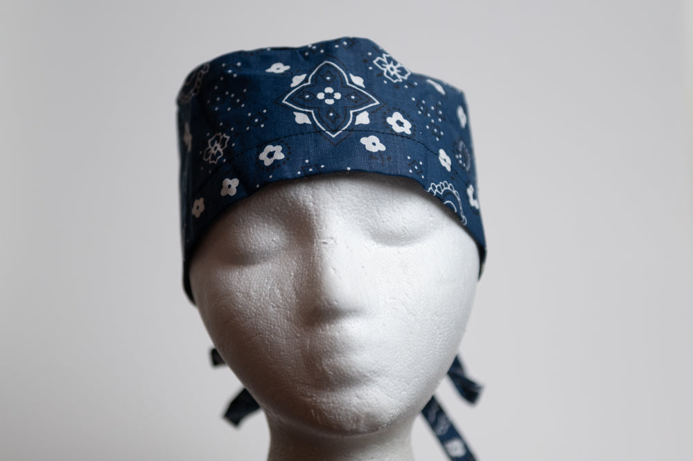 Navy Blue Bandana Classic Style Surgical  Hat