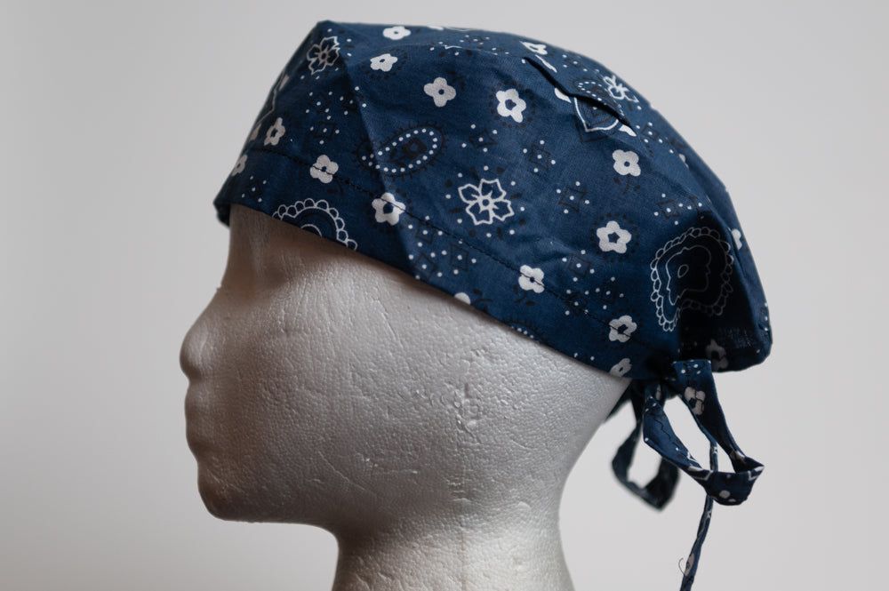 Navy Blue Bandana Classic Style Surgical  Hat