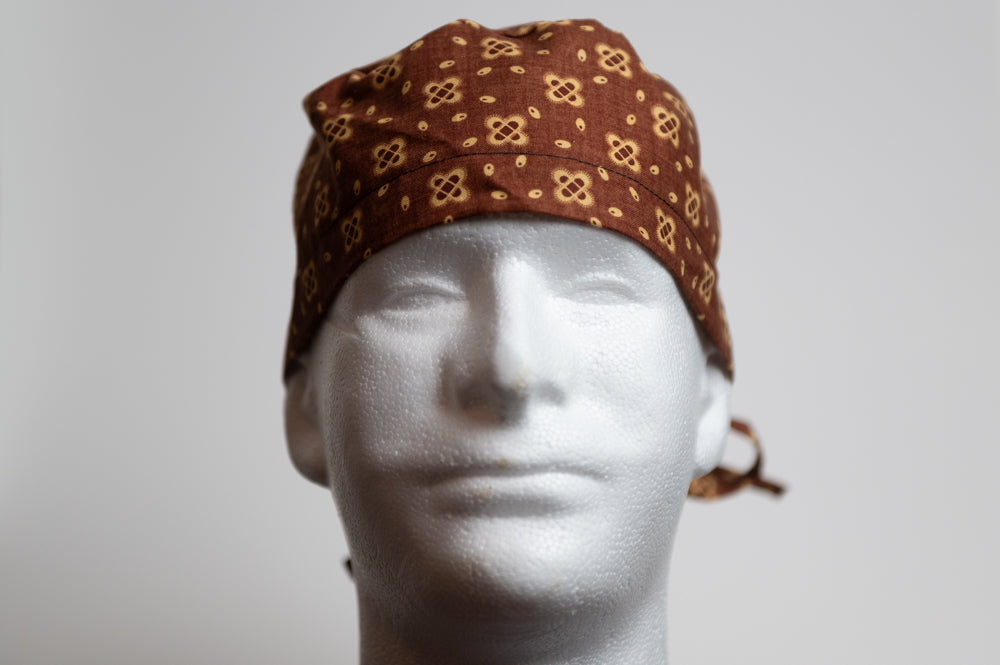 Brown Square Cluster Classic Style Surgical Hat