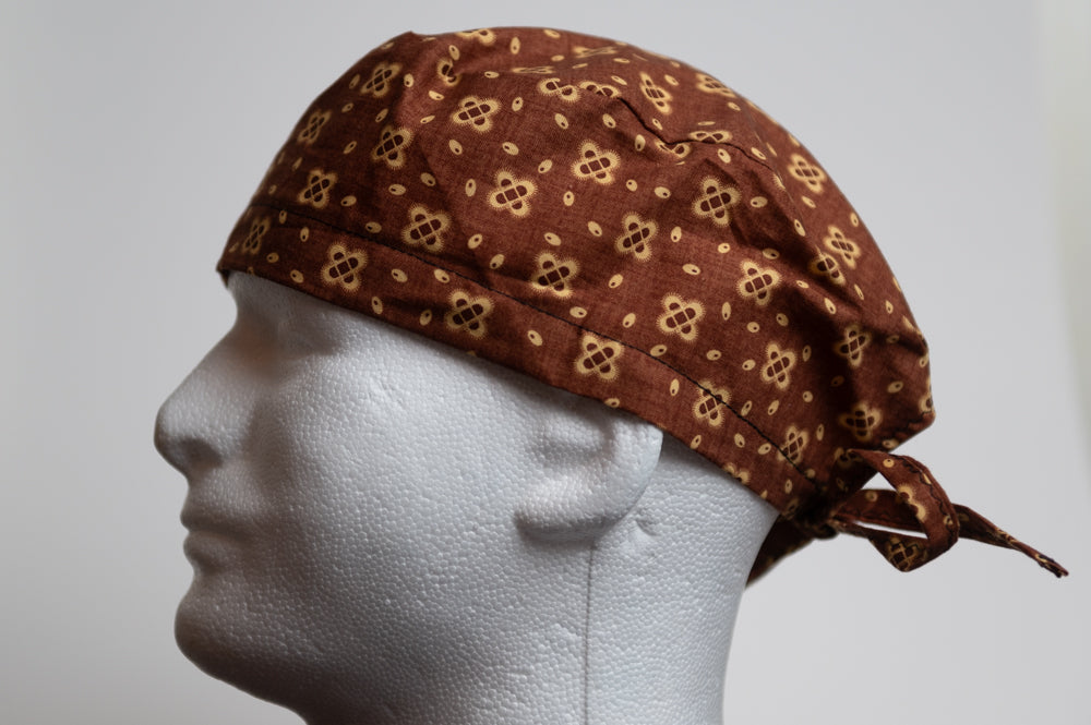 Brown Square Cluster Classic Style Surgical Hat