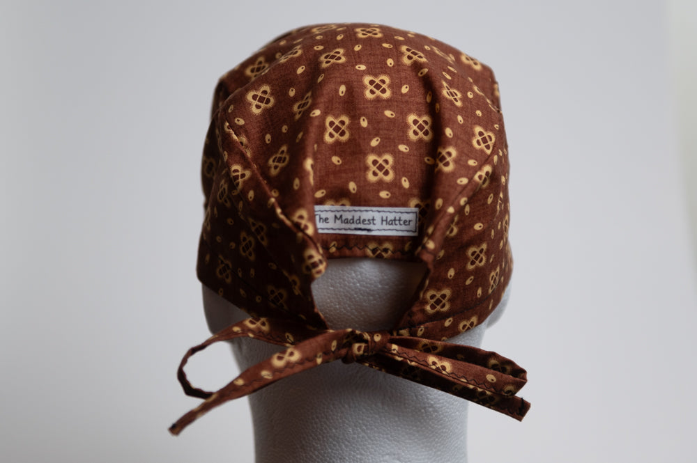 Brown Square Cluster Classic Style Surgical Hat