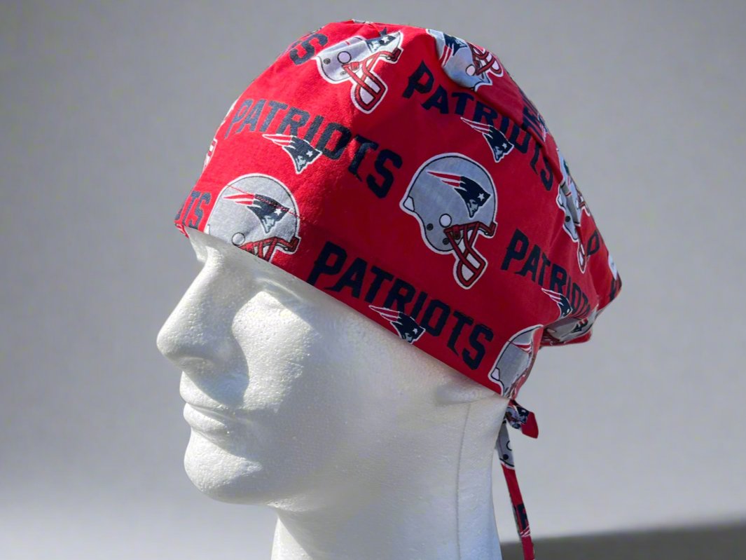 Red Patriots Helmet Classic Style Surgical Hat