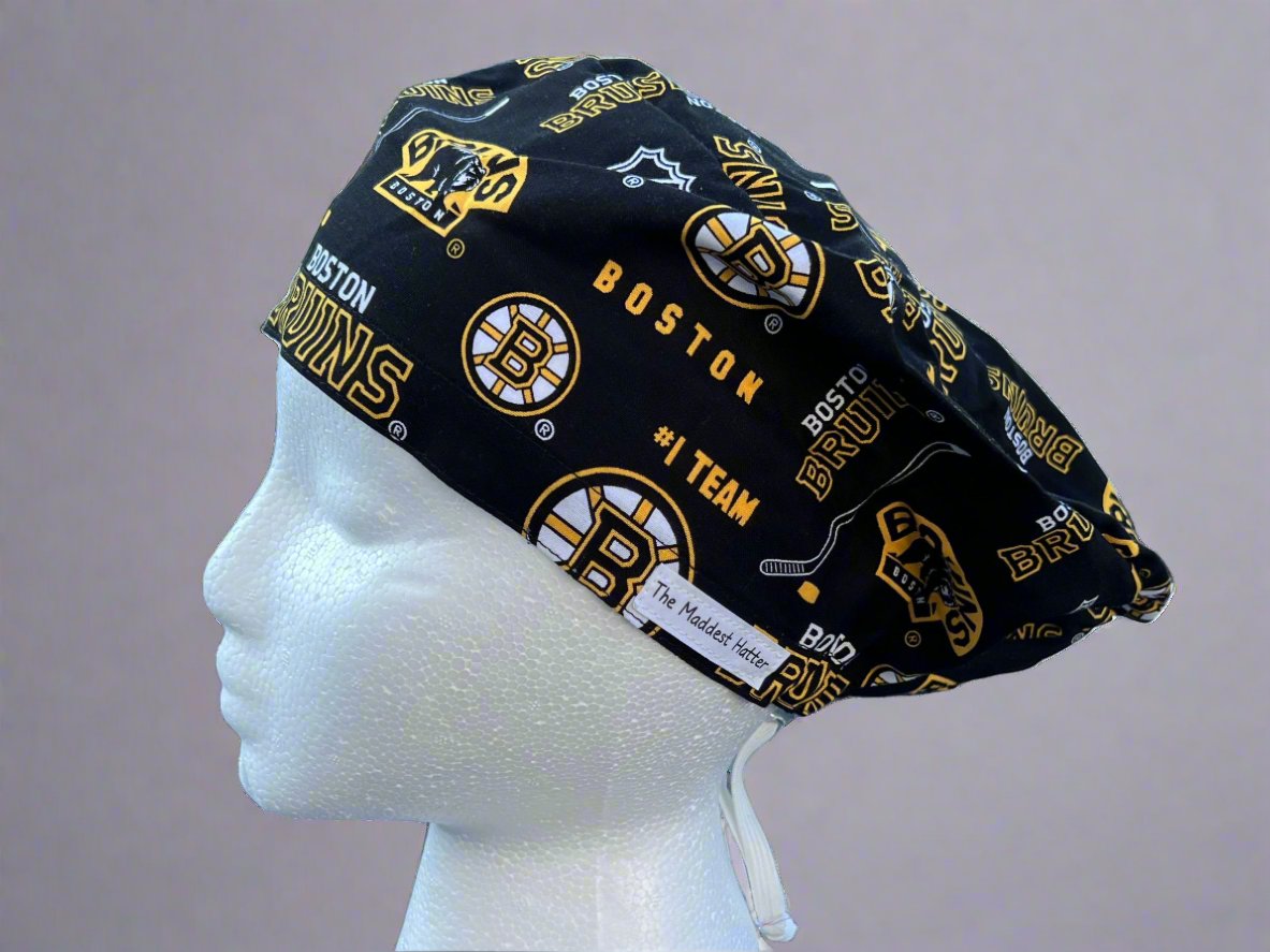 Black Boston Bruins Sprite Style Surgical Hat