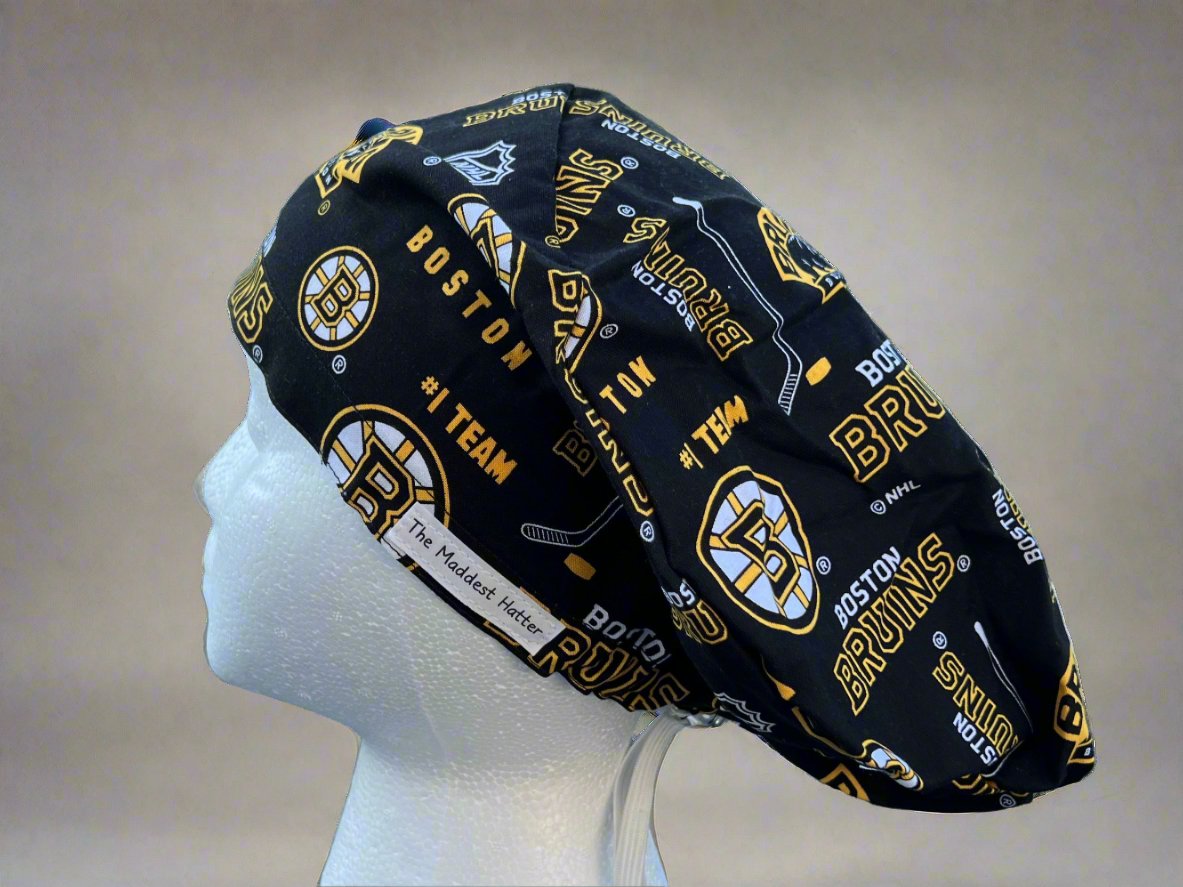 Black Boston Bruins Sprite Style Surgical Hat