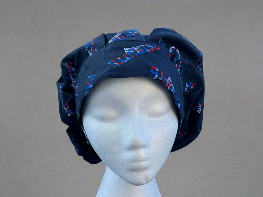 New England Patriots Navy Camo Bouffant Style Surgical Hat