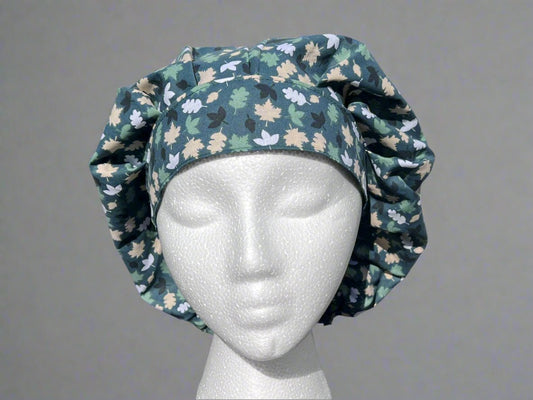 Evergreen Leaves Bouffant Style Surgical Hat