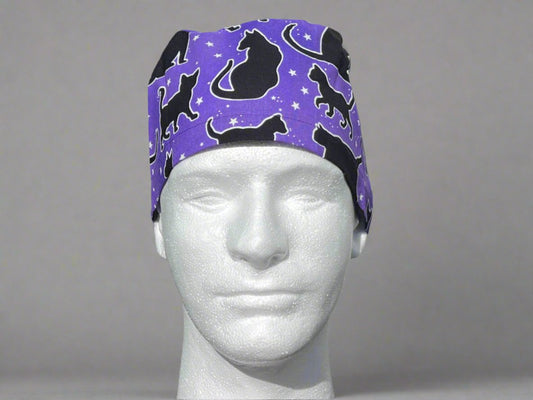 Spooky Purple Black Cat Classic Style Surgical Hat