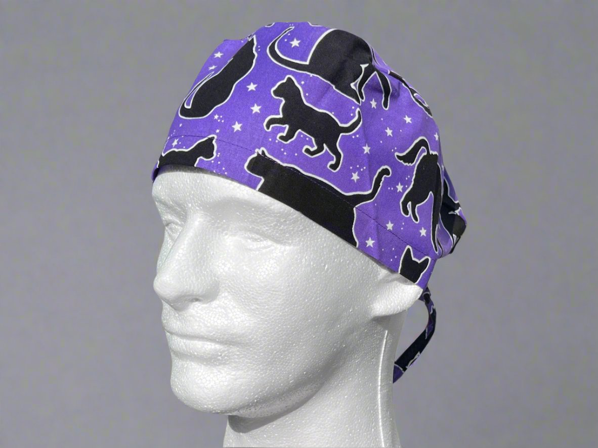 Spooky Purple Black Cat Classic Style Surgical Hat