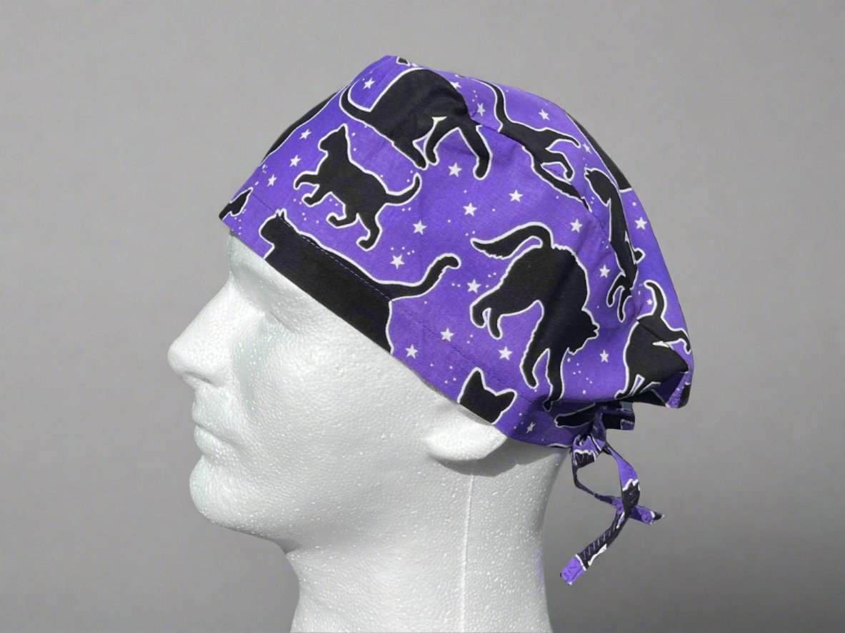 Spooky Purple Black Cat Classic Style Surgical Hat