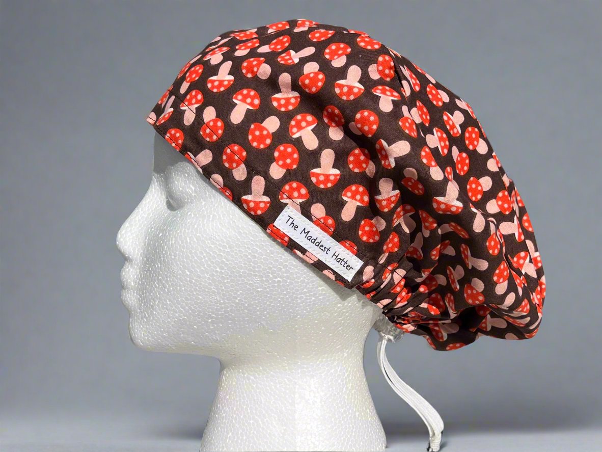 Playful Fall Mushrooms Sprite Style Surgical Hat